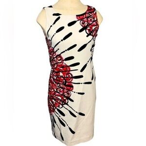 Lilly Pulitzer Flowers Dress Ivory Red Sheath Lined Size XL Rare Print